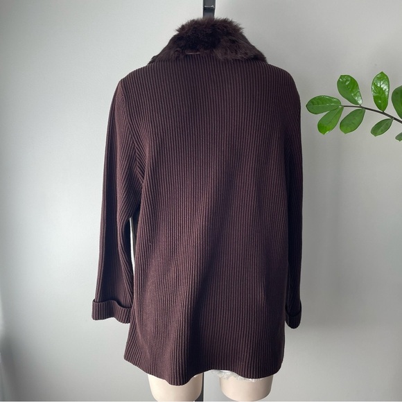 Vintage Nygard Genuine Suede & Rabbit Fur Toggle Mixed Media Jacket Brown Large - Picture 2 of 10